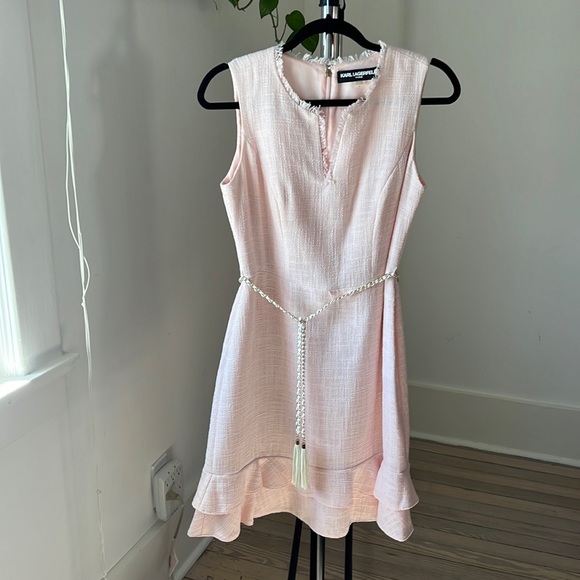 KARL LAGERFELD women's classic mini dress with ruffles Size 6 - Picture 2 of 7